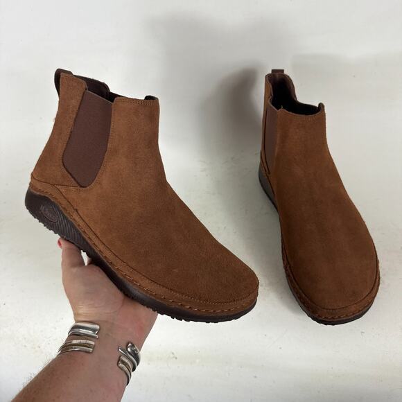 Chaco Paonia Chelsea Women's 9 Cinnamon Brown Suede Slip-On Ankle Outdoor Boots - Picture 1 of 10